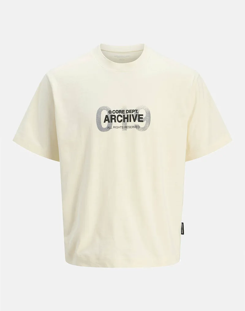 JACK&JONES JCODYNAMIC BOLD TEE SS CREW NECK 12273312-Sweet Corn Cream