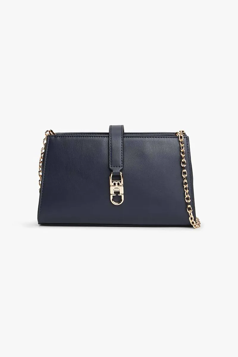 Tommy Hilfiger γυναικεία τσάντα ώμου με μεταλλικό λογότυπο "TH Libre" - AW0AW18614 Σκούρο Μπλε