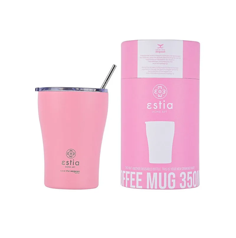 Κούπα θερμός με καλαμάκι 350ml Estia Save the Aegean - Blossom Rose