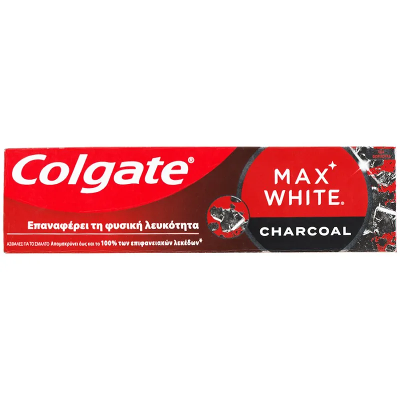 Colgate Max White Charcoal Toothpaste 1450ppm Λευκαντική Φθοριούχος Οδοντόκρεμα με Ενεργό Άνθρακα 75ml