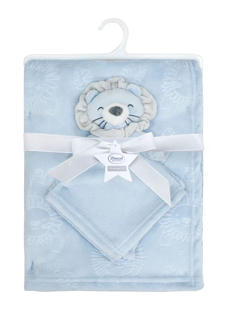Σετ Κουβέρτα Fleece Αγκαλιάς-Λίκνου 75x100εκ. Με Νάνι-Πανάκι Παρηγοριάς 33x33εκ. Lion 09 Sky Blue Dimcol (Ύφασμα: Polyester, Χρώμα: Σιέλ, Μέγεθος: Λίκνου) - DimCol - 31471911002