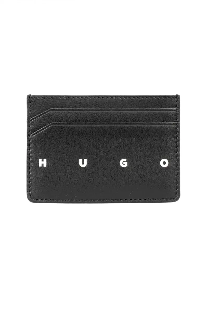 HUGO ΘΗΚΗ ΚΑΡΤΩΝ REHX_CARDCASE ΔΕΡΜΑ LOGO ΜΑΥΡΟ