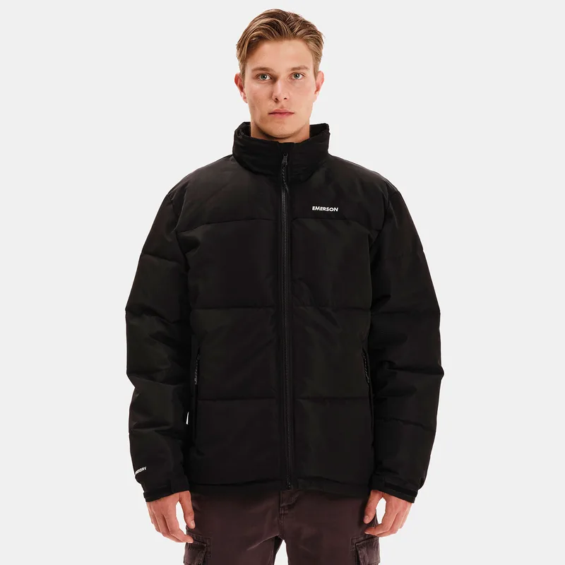 EMERSON MEN’S ROLL-IN HOOD PUFFER JACKET ΜΑΥΡΟ