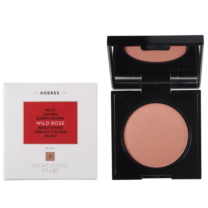 Korres Wild Rose Blush Άγριο Τριαντάφυλλο Ρουζ Μεταξένιας Υφής για Λάμψη & Ζωηρό Χρώμα 5.5g - 31 Light Bronze