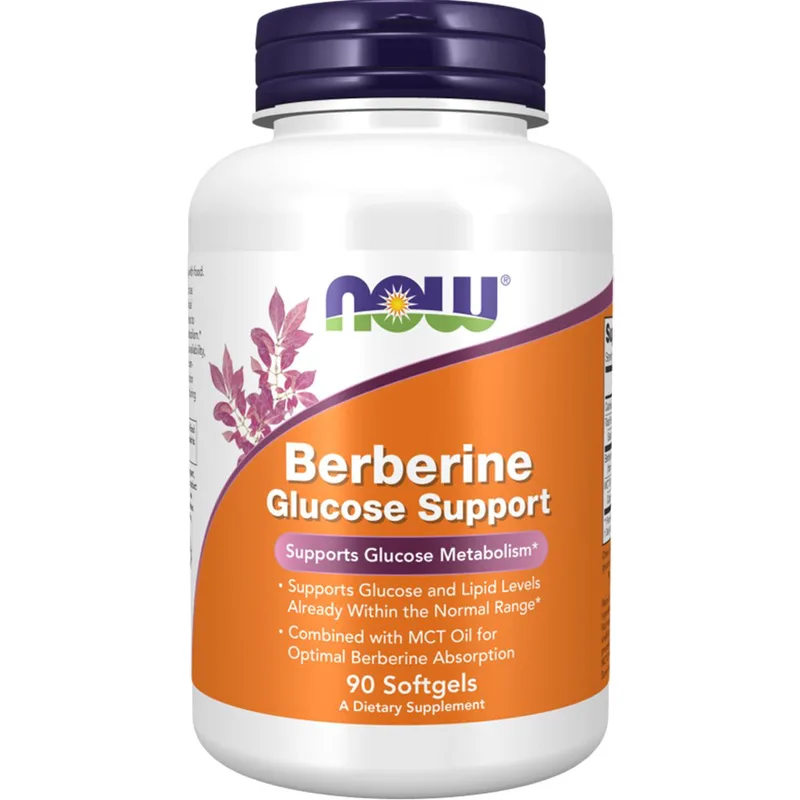 Now Foods Berberine Glucose Support Συμπλήρωμα Διατροφής Βερβερίνης για την Υποστήριξη των Υγιών Επιπέδων της Γλυκόζης στο Αίμα, Υγιή Επίπεδα Σακχάρου & Υποστήριξη του Καρδιαγγειακού Συστήματος 90 Softgels