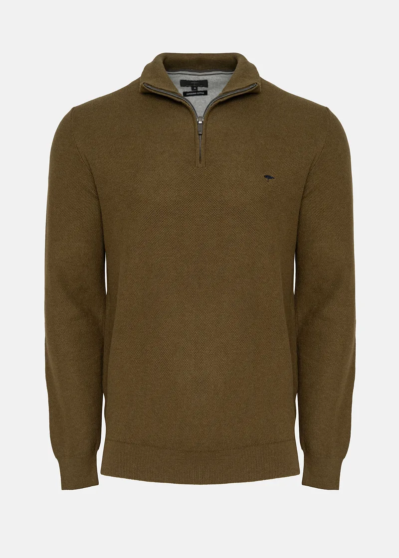 Fynch Hatton Pullover της σειράς Zip Troyer - 1414 222 709 Deep Forest
