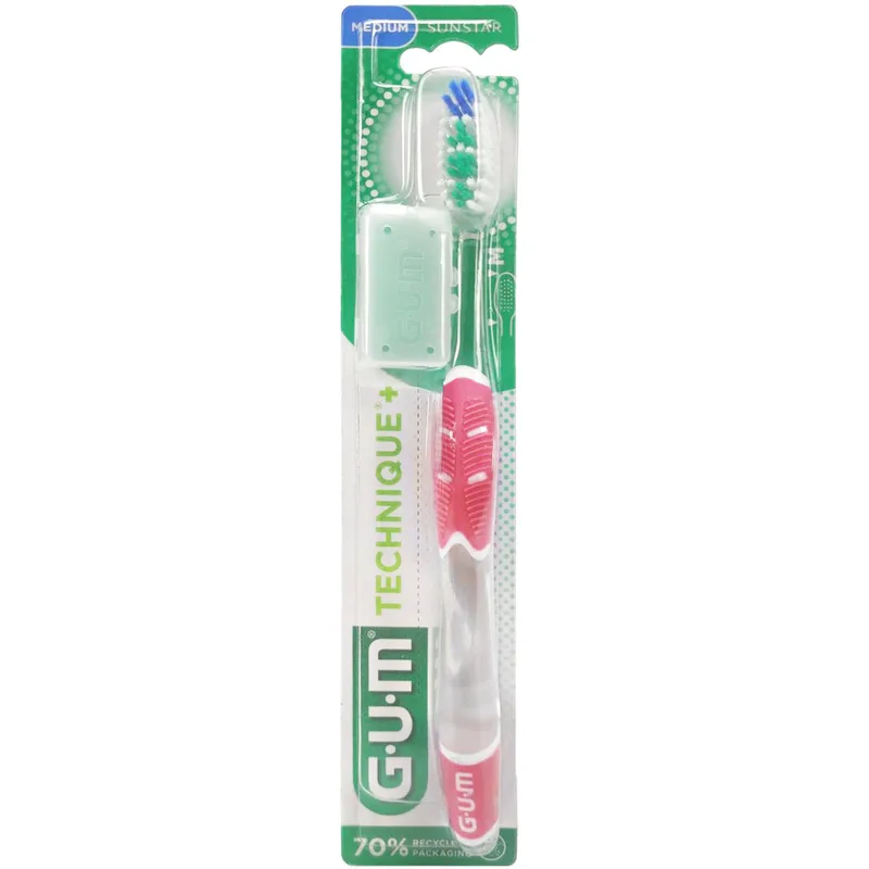 Gum Technique+ Medium Toothbrush Χειροκίνητη Οδοντόβουρτσα με Μέτριες Ίνες 1 Τεμάχιο, Κωδ 492 - Φούξια