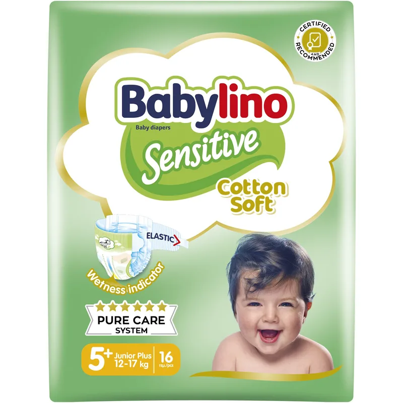 Babylino Sensitive Cotton Soft Junior Plus Νο5+ (12-17kg) 16 Τεμάχια