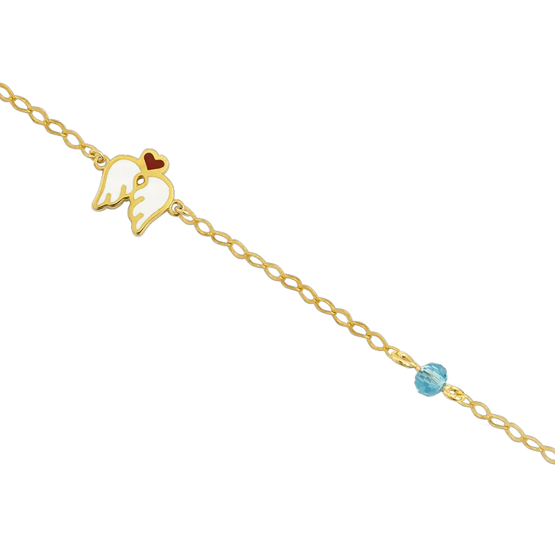 Βραχιόλι Φτερά με Σμάλτο σε χρυσό Κ9