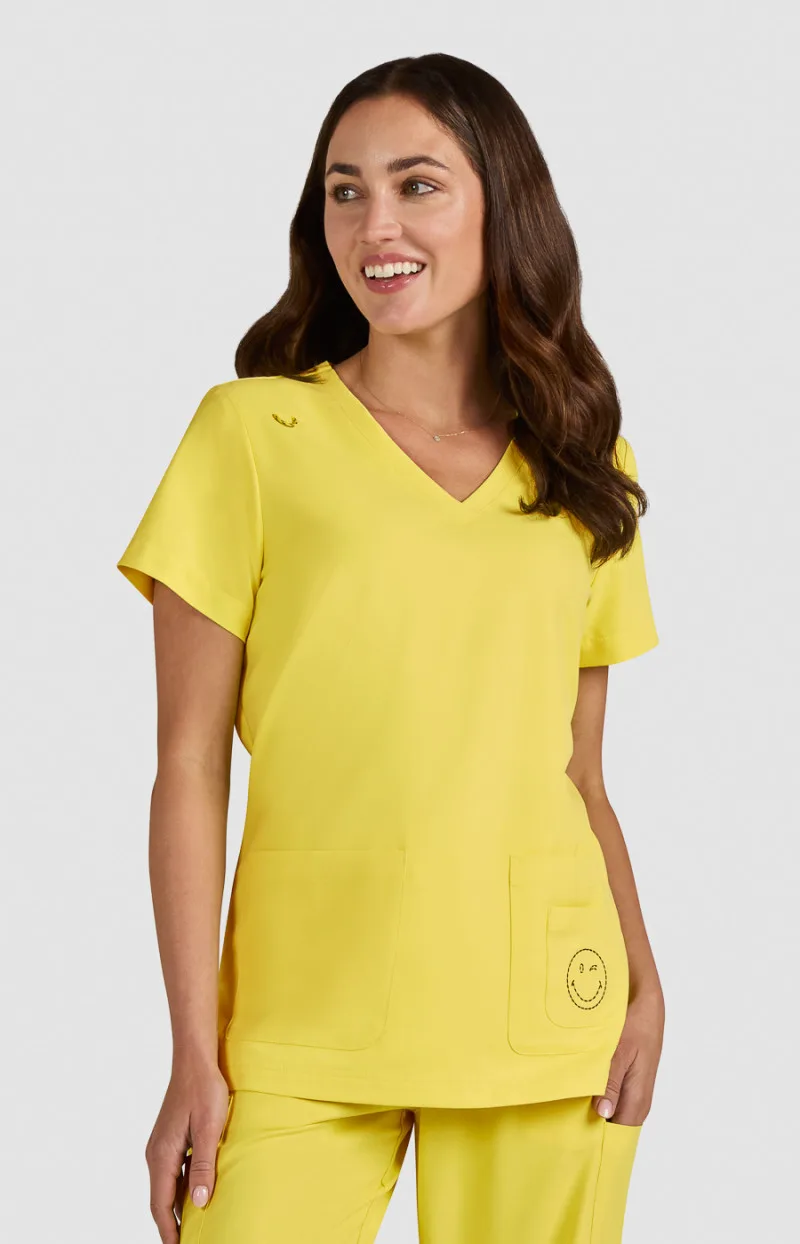 Μπλούζα Γυναικεία Υγειονομικών KOI™ USA Blissful V-Neck Loving Yellow