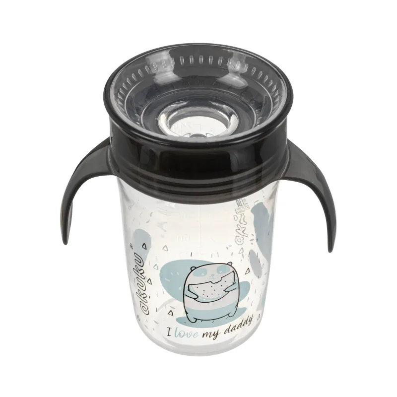 Εκπαιδευτικό Ποτηράκι 360° Με Χερούλια 240ml Black akuku A0671 (Χρώμα: Μαύρο) - akuku - A0671