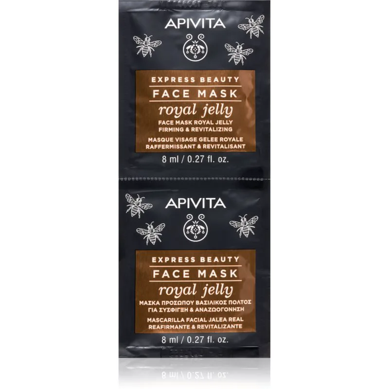 Apivita Express Beauty Anti-aging Face Mask Royal Jelly αναζωογονητική μάσκα προσώπου με ανθεκτικά αποτελέσματα 2x8 ml