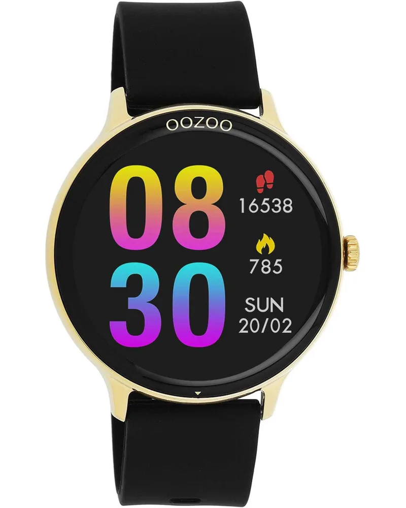 OOZOO Smartwatch - Q00132, Χρυσό case with Black Rubber Strap