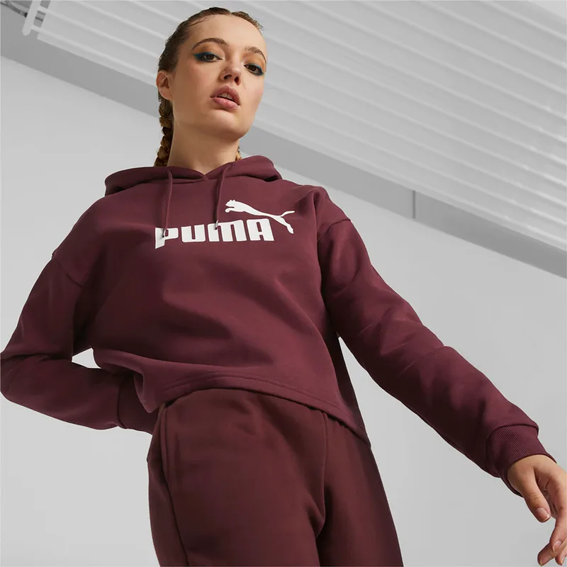 PUMA ESSENTIALS CROPPED LOGO HOODIE ΚΟΚΚΙΝΟ