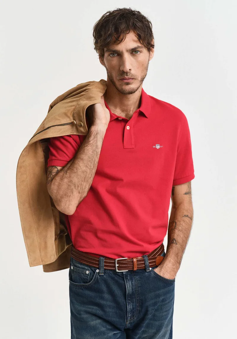 GANT Pique Polo Μπλούζα της σειράς Shield - 2210-1 630 Ruby Red