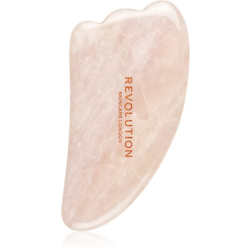 Revolution Skincare Gua Sha Rose Quartz οδηγίες για μασάζ για το πρόσωπο 1 τμχ