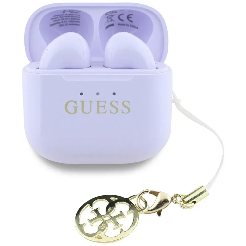 Guess Wireless Earbuds TWS Effect Printed Classic Logo & Charm Purple