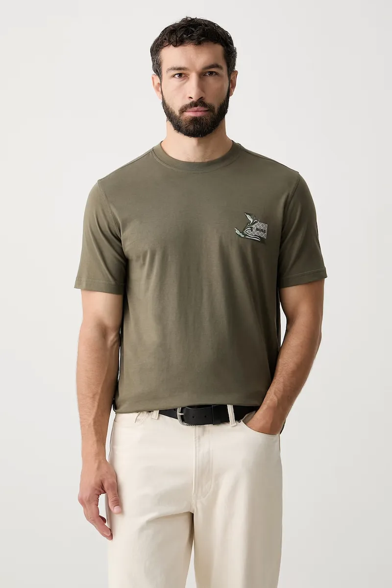 BOSS Πορτοκαλί t-shirt ανδρικό βαμβακερό Te_Blueprint