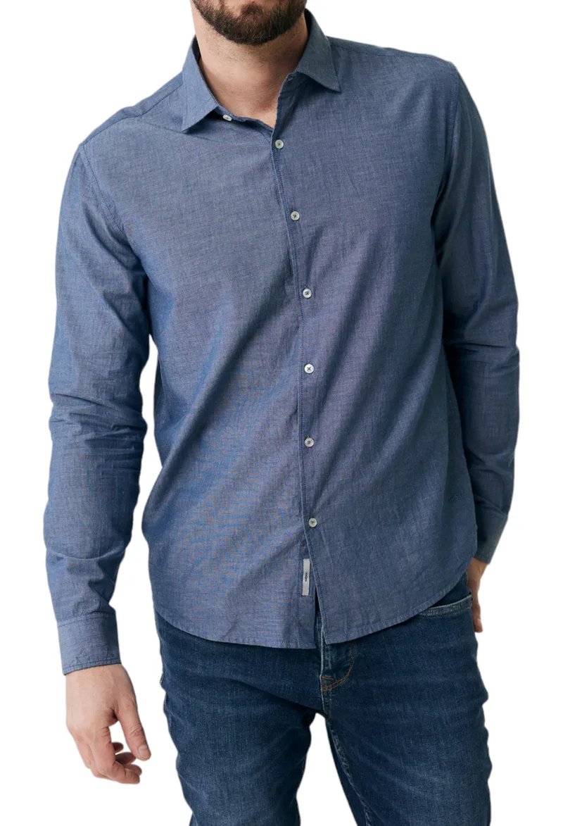 Πουκάμισο Μακρυμάνικο Mexx Linen AP1506033M-Navy Ανδρικό