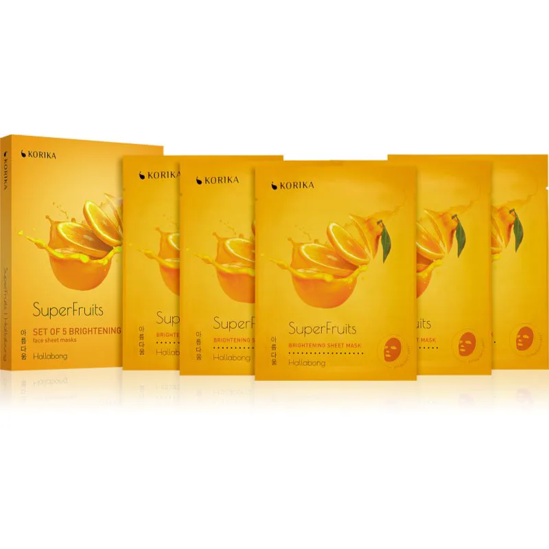 KORIKA SuperFruits Hallabong - Set of 5 Brightening Face Sheet Masks μάσκα προσώπου σε μειωμένη τιμή για λαμπρή επιδερμίδα Hallabong