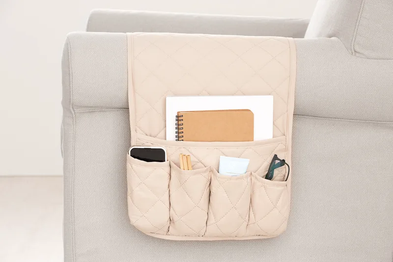 Κάλυμμα Θήκη Οργάνωσης Καναπέ 89x33 Quilt - C/2 Μπεζ -10+ Χρώματα Διαθέσιμα-Καλύμματα Σαλονιού