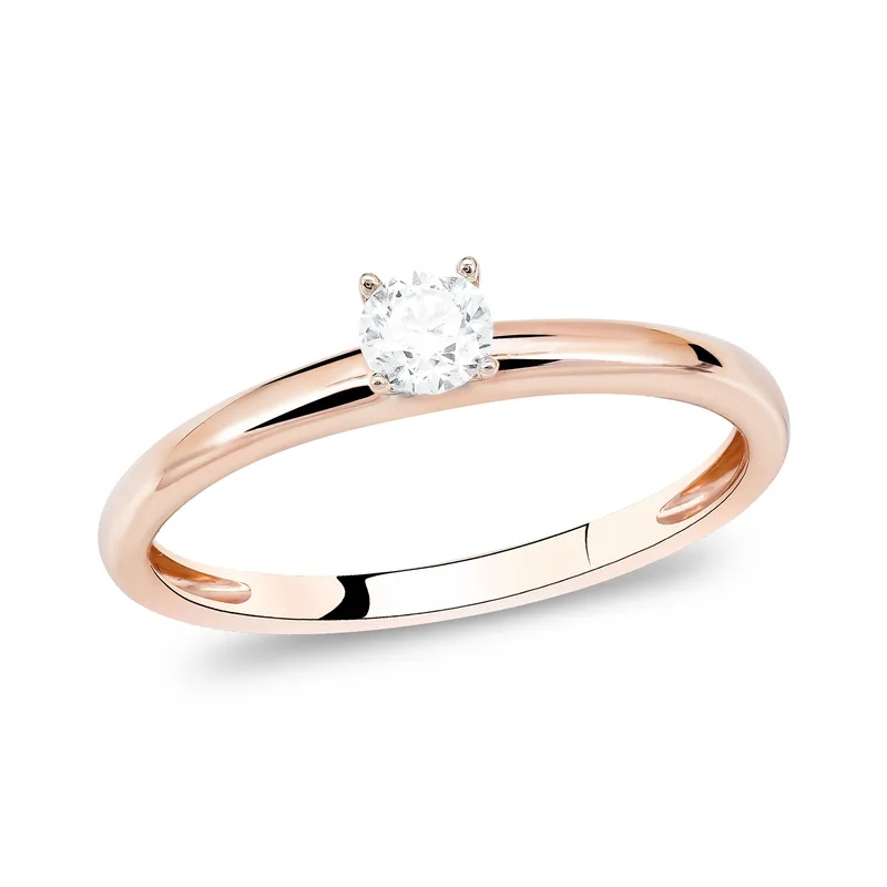 Diamond Group Μονόπετρο Δαχτυλίδι με Διαμάντι Brilliant από Ροζ Χρυσό 18 Καρατίων DDX417