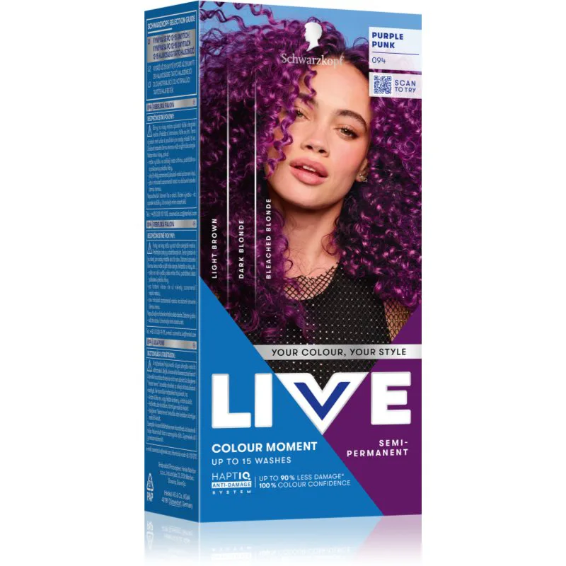 Schwarzkopf LIVE Ultra Brights or Pastel προσωρινή βαφή μαλλιών απόχρωση 94 Purple Punk 1 τμχ