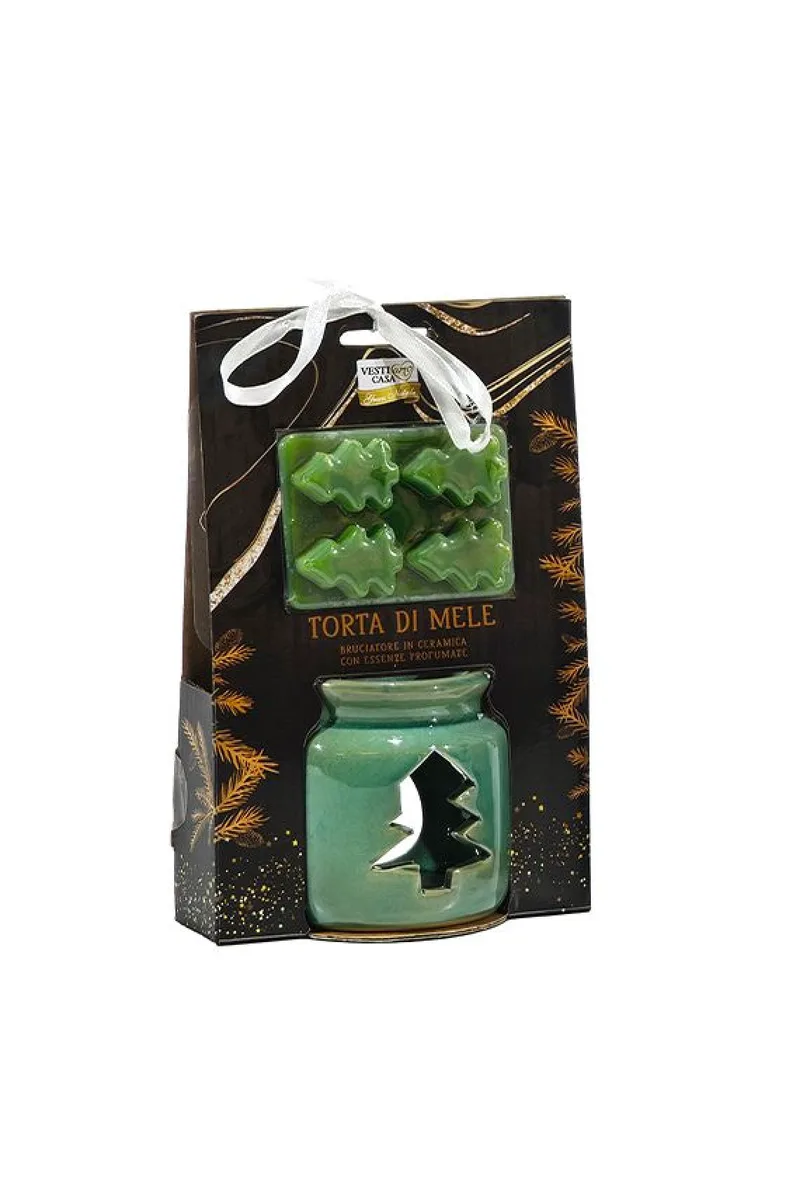 Αρωματιστης Κεραμικος Και Wax Melt Δεντρο Με Αρωμα Μηλοπιτας Σετ Των 5 Πράσινο GTR