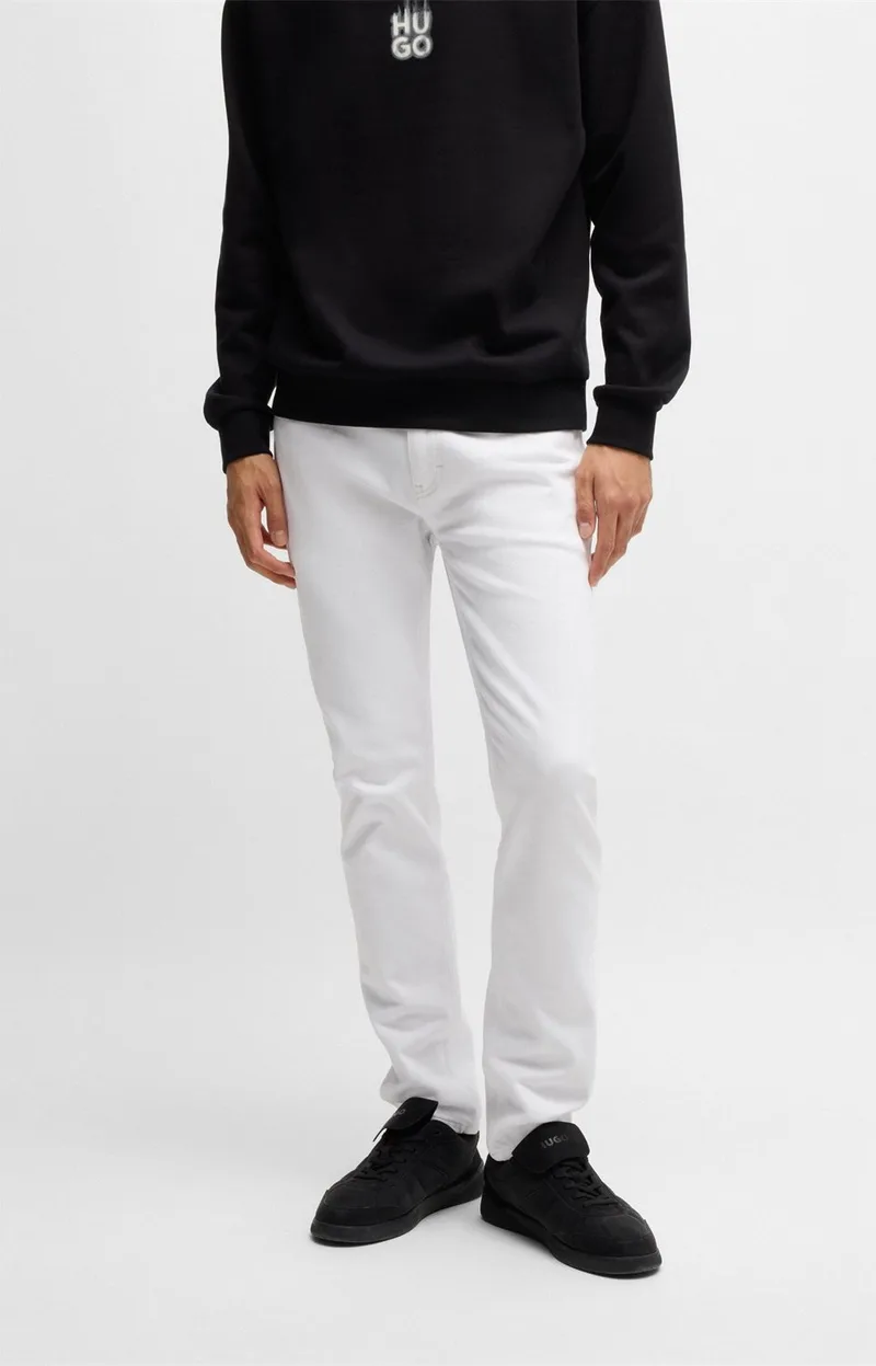 Hugo Ανδρικό Τζιν Βαμβακερό Slim Fit σε Λευκό