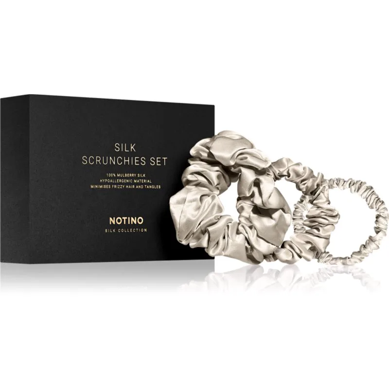 Notino Silk Collection Scrunchie Set σετ μεταξωτά λαστιχάκια για τα μαλλιά απόχρωση Cream
