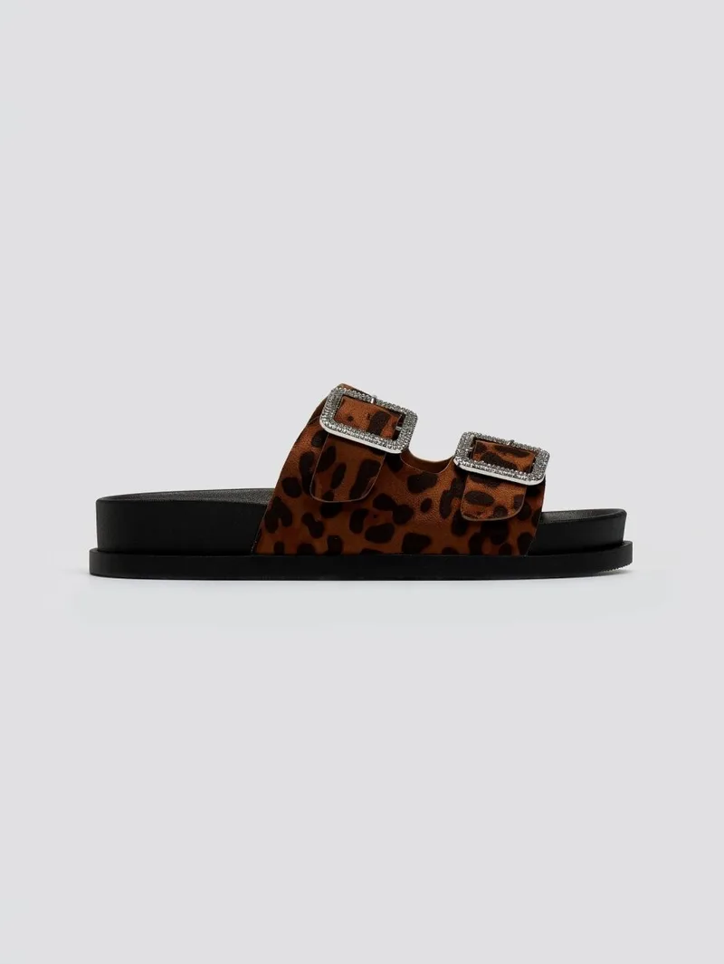 ERYNN Suede Flatform Sandals Rhinestones - 903-582 (suede animal print) - Leopard