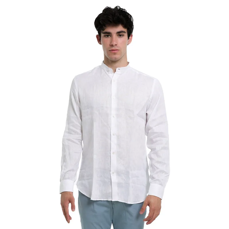 MONK Ανδρικό Λευκό Mao Collar Shirt/White