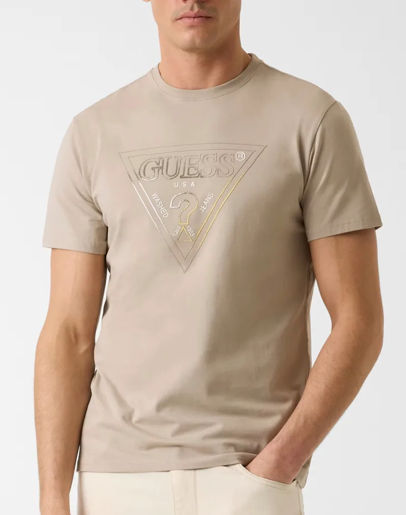 GUESS CN SS TRIANGLE HD MULTICOLOR T ΜΠΛΟΥΖΑ ΑΝΔΡΙΚΟ M6GI11K2992-G1CA Biege
