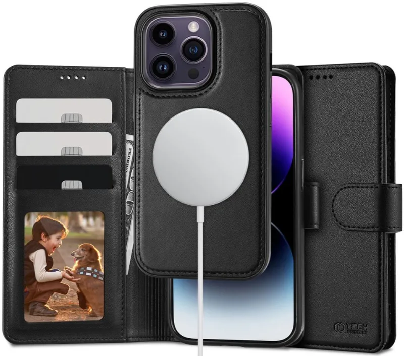 Tech-Protect Wallet MagSafe - 2 σε 1 Πορτοφόλι με Αποσπώμενη Θήκη MagSafe - Apple iPhone 15 Pro Max - Black (9319456603989)