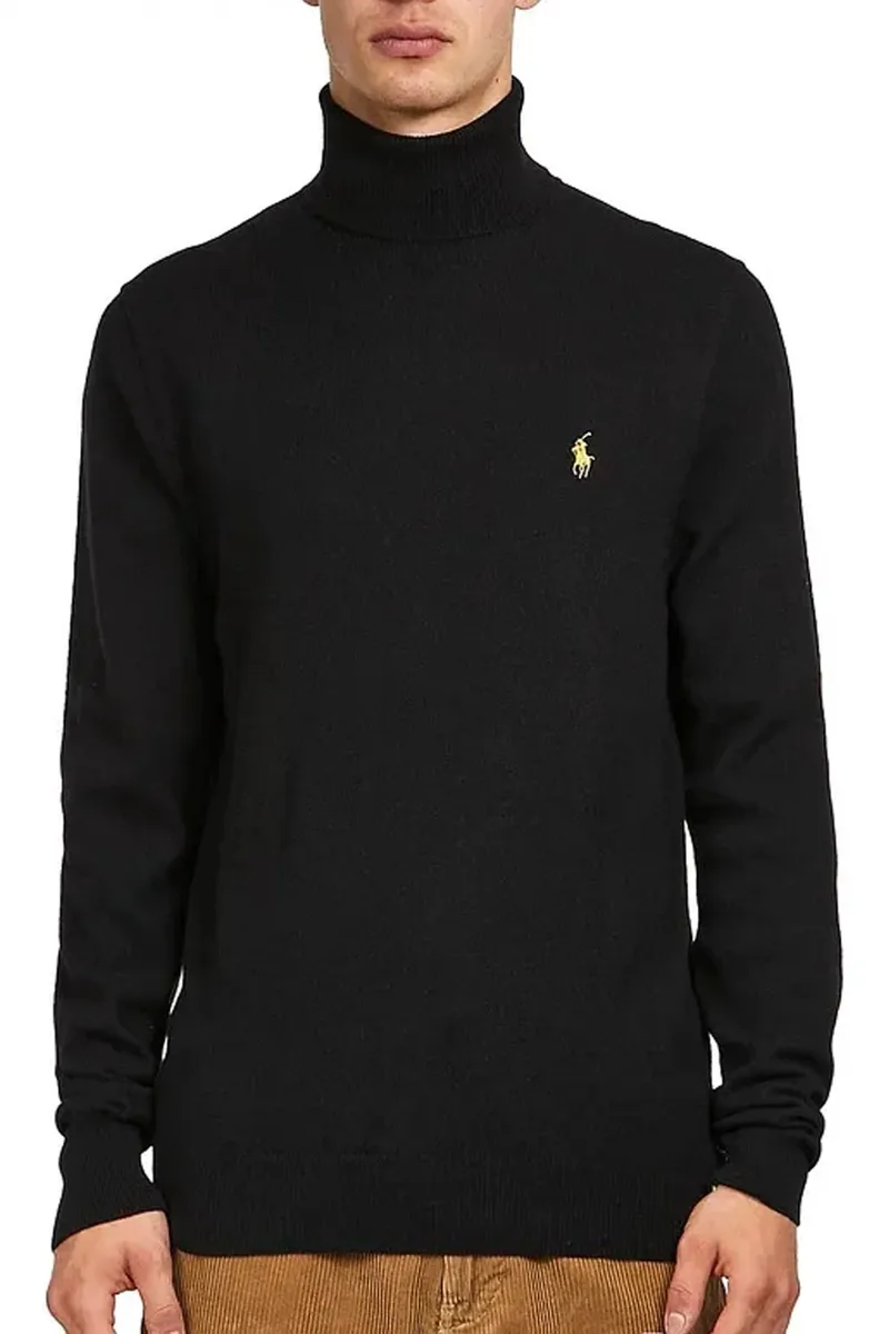 RALPH LAUREN ΠΛΕΚΤΟ TURTLE NECK LOGO ΜΑΥΡΟ