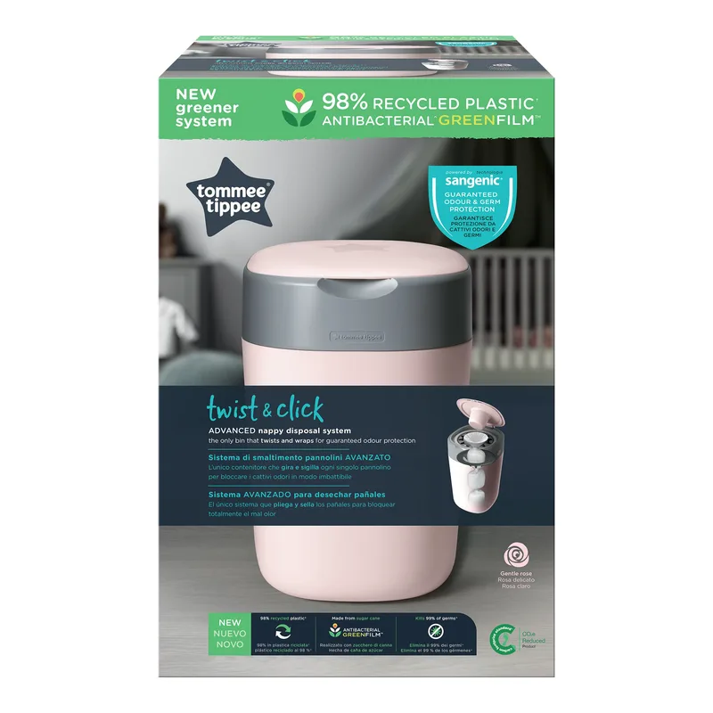 Tommee Tippee Twist & Click Κωδ 85101301 Κάδος Απόρριψης Πάνας 1 Τεμάχιο - Gentle Ροζ