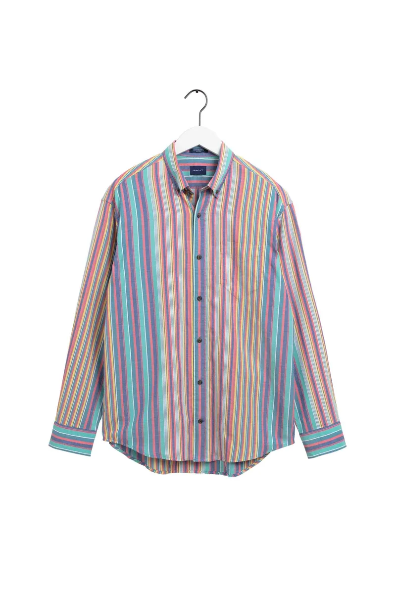 Gant ανδρικό πουκάμισο button down με πολύχρωμο ριγέ σχέδιο και τσέπη στο στήθος Relaxed Fit - 3033330 Πολύχρωμο