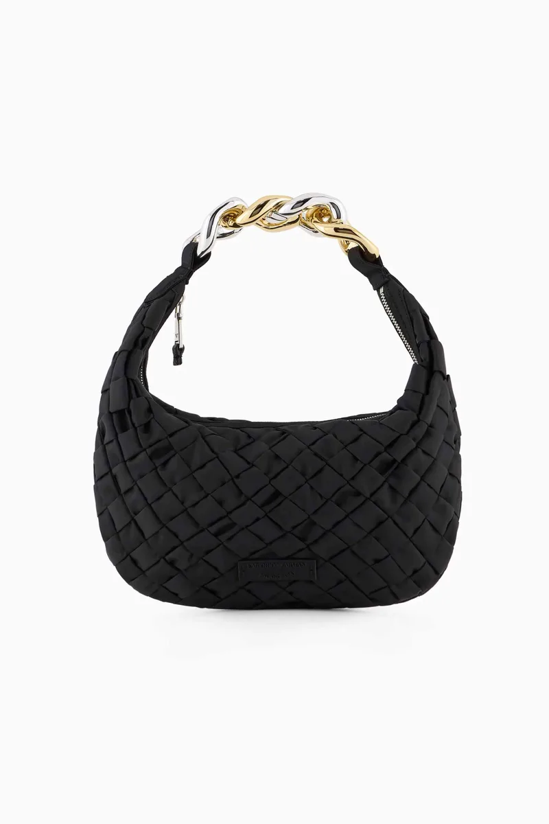 Emporio Armani γυναικεία hobo τσάντα με καπιτονέ σχέδιο - Y3E236YWS3X Μαύρο