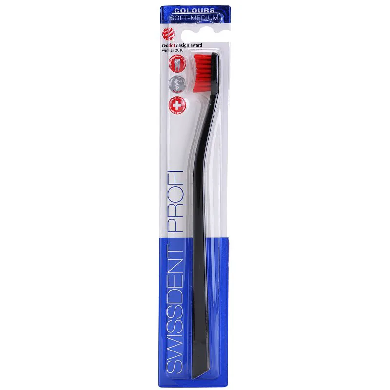 Swissdent Profi Colours Single οδοντόβουρτσα μαλακό-μεσαίο Black & Red 1 τμχ