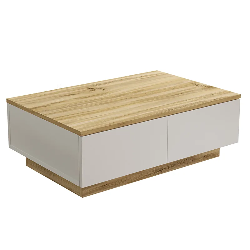 Τραπέζι σαλονιού Thunder pakoworld sonoma-λευκό 90x60x31.5εκ - PAKO WORLD - 176-000106
