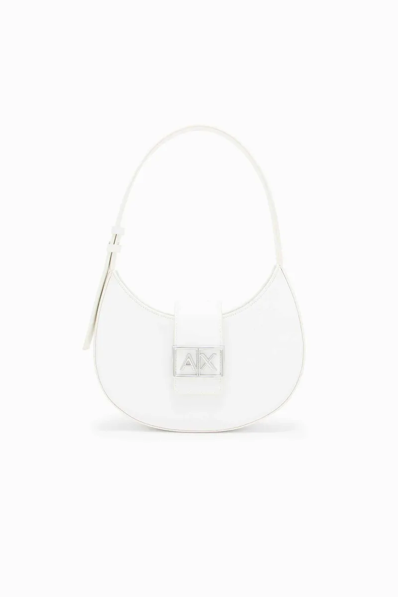 Armani Exchange γυναικεία τσάντα ώμου με μεταλλικό monogram - XW002565AF12039 Υπόλευκο