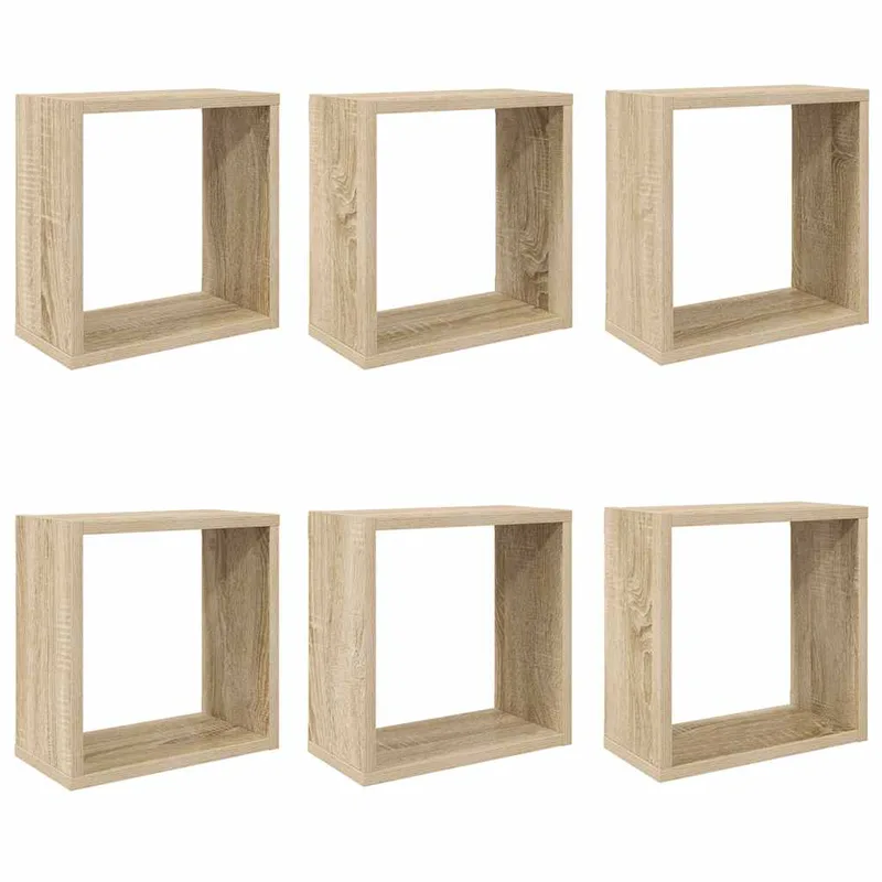 vidaXL Ράφια Κύβοι Τοίχου 6 τεμ. Sonoma Δρυς 30 x 15 x 30 εκ.