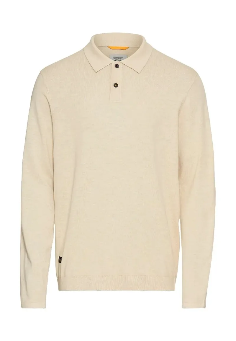 ΑΝΔΡΙΚΌ POLO SHIRT ΜΑΚΡΥΜΑΝΙΚΟ CAMEL ACTIVE POLO M.M. KNITTED ΚΑΝΟΝΙΚΗ ΓΡΑΜΜΗ ΕΚΡΟΥ