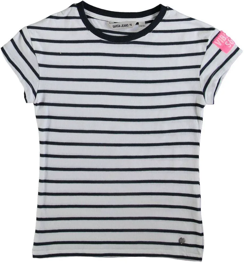 T-SHIRT GARCIA JEANS N82603-1755 OFFBLACK ΛΕΥΚΟ-ΜΑΥΡΟ ΡΙΓΕ (140ΕΚ.)-(10ΕΤΩΝ)