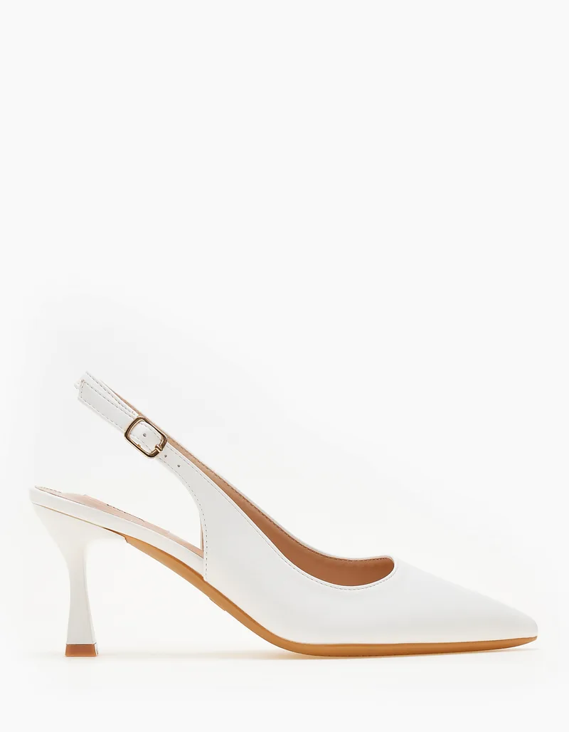 Mυτερές slingback γόβες - Λευκό