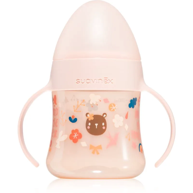 Suavinex Forest First παιδικό παγούρι με λαβές 4 m+ Ροζ 150 ml