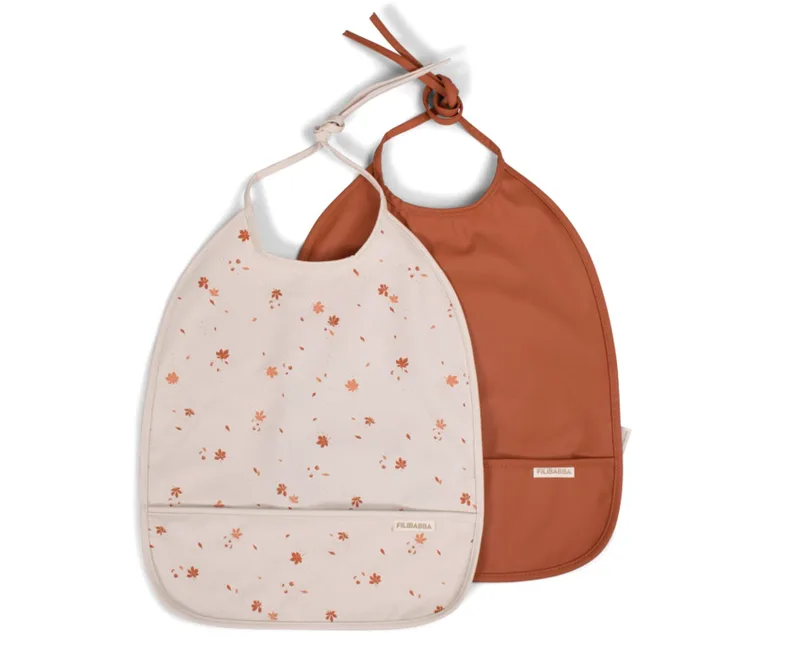 Filibabba Bib With Ties 2 Pack - Chestnuts