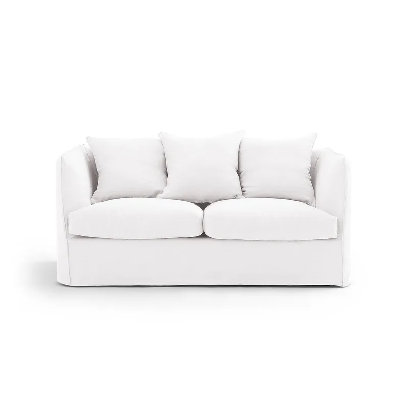 Διθέσιος καναπές από γκοφρέ λινό Μ95xΠ162xΥ82cm