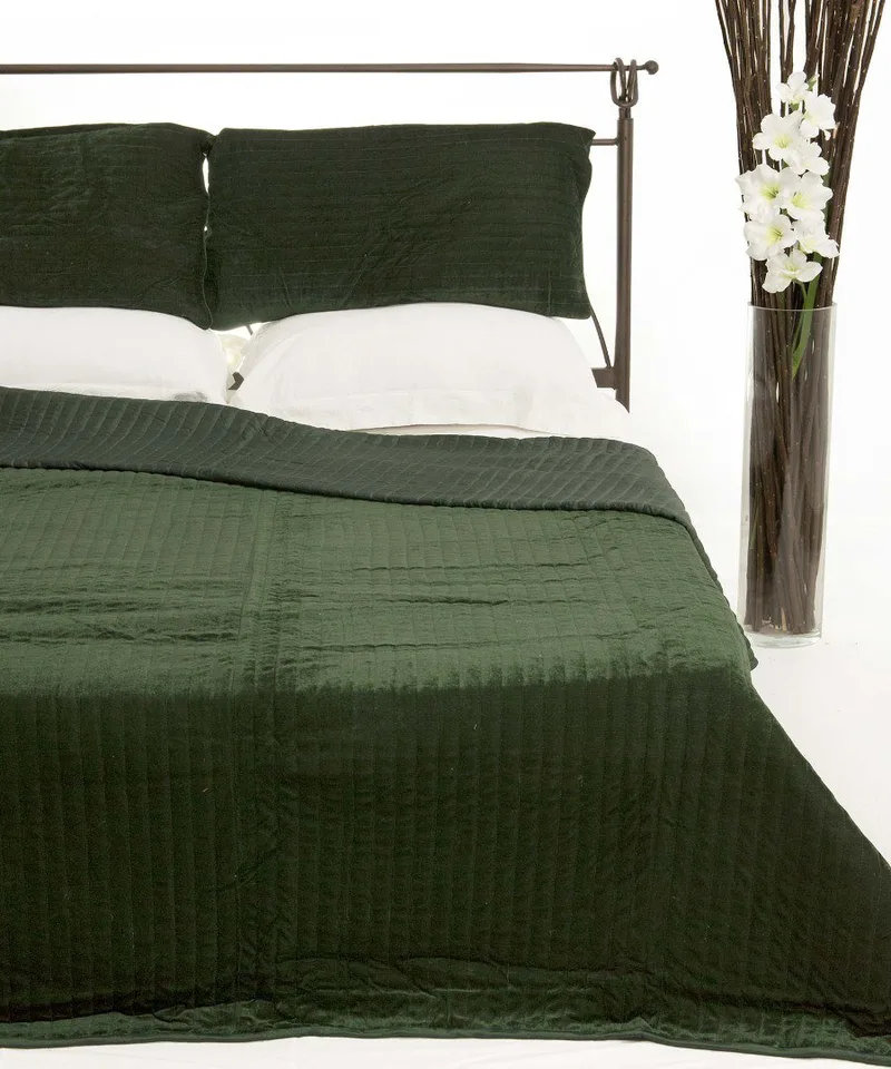 Σετ Κουβερλί Υπέρδιπλο Silk Fashion Velvet Πράσινο 220x240