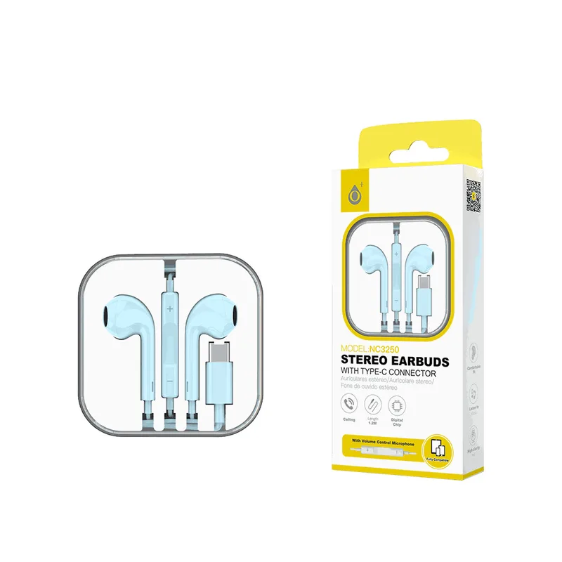 Ακουστικά Ενσύρματα Ψείρες MTK 20 Hz-20 KHz USB Type-C 1.2 m Γαλάζια 740609